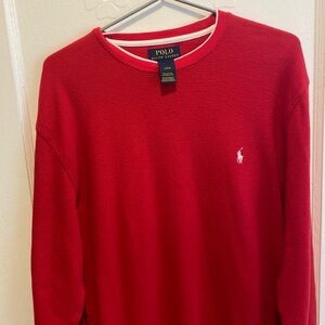 Polo Ralph Lauren Red Waffle Knit Shirt (Long Sleeve)